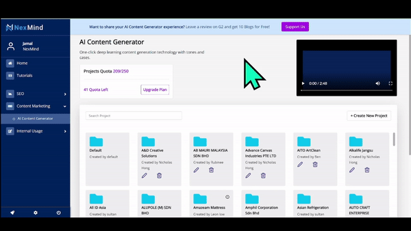 NexMind SEO Platform Navigation Guide 1