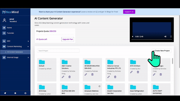 NexMind SEO Platform Navigation Guide 2