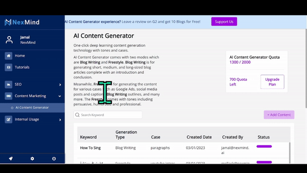 NexMind SEO Platform Navigation Guide 3